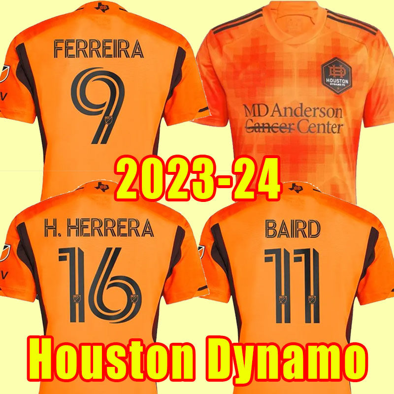 

2023 2024 Houston Dynamo soccer jerseys home away orange black #9 SEBAS #5 PARKER #17 HADEBE #10 PICAULT 23 243 football shirts short sleeve kit S-2XL