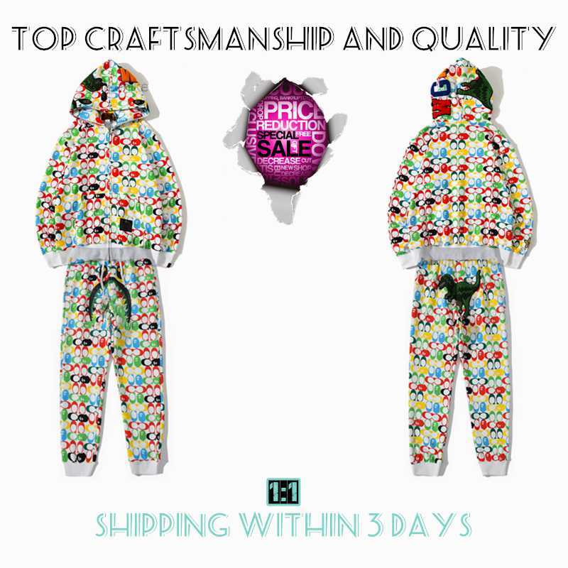 

Top Craftsmanship Mens Hoodies Suit Apes Hoodie Designer Jacket Shark Pullover Tiger Full Zip Color Harajuku Sweatshirt Fashion Co-branding Camouflage Hoodys3DO8, No.1