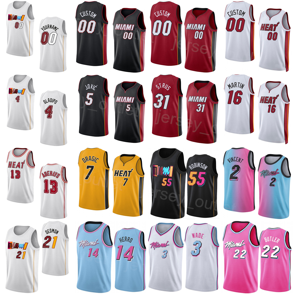 

Screen Printed Man Youth Basketball Kevin Love Jersey 42 Haywood Highsmith 24 Jimmy Butler 22 Max Strus 31 Bam Adebayo 13 Gabe Vincent Caleb Martin Custom Name Number, Yellow