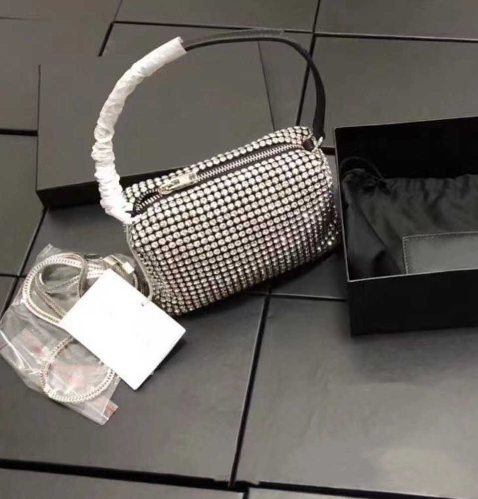 

Evening Bags Top Quality Women's Designer Luxurys bags Bling Buling Ladies Shoulder Bags Dinner rhinestone fashion wang Handbag, Big metal letters