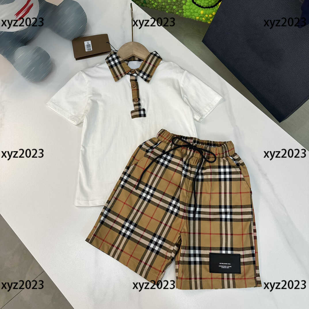 

KIds Clothes Child Sets Baby 2pcs Summer Lapel collar polo shirt and checked shorts Tracksuit outdoor SIZE -160 CM Feb21, Multi