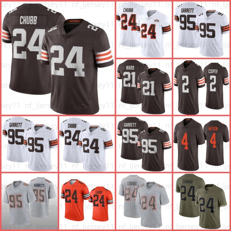 

24 Nick Chubb Brown Cade Yorks Football Jerseys Myles Garrett Jacoby Brissett Joel Bitonio Wyatt Teller Denzel Ward Kareem Hunt Deshaun Watson, Men jersey