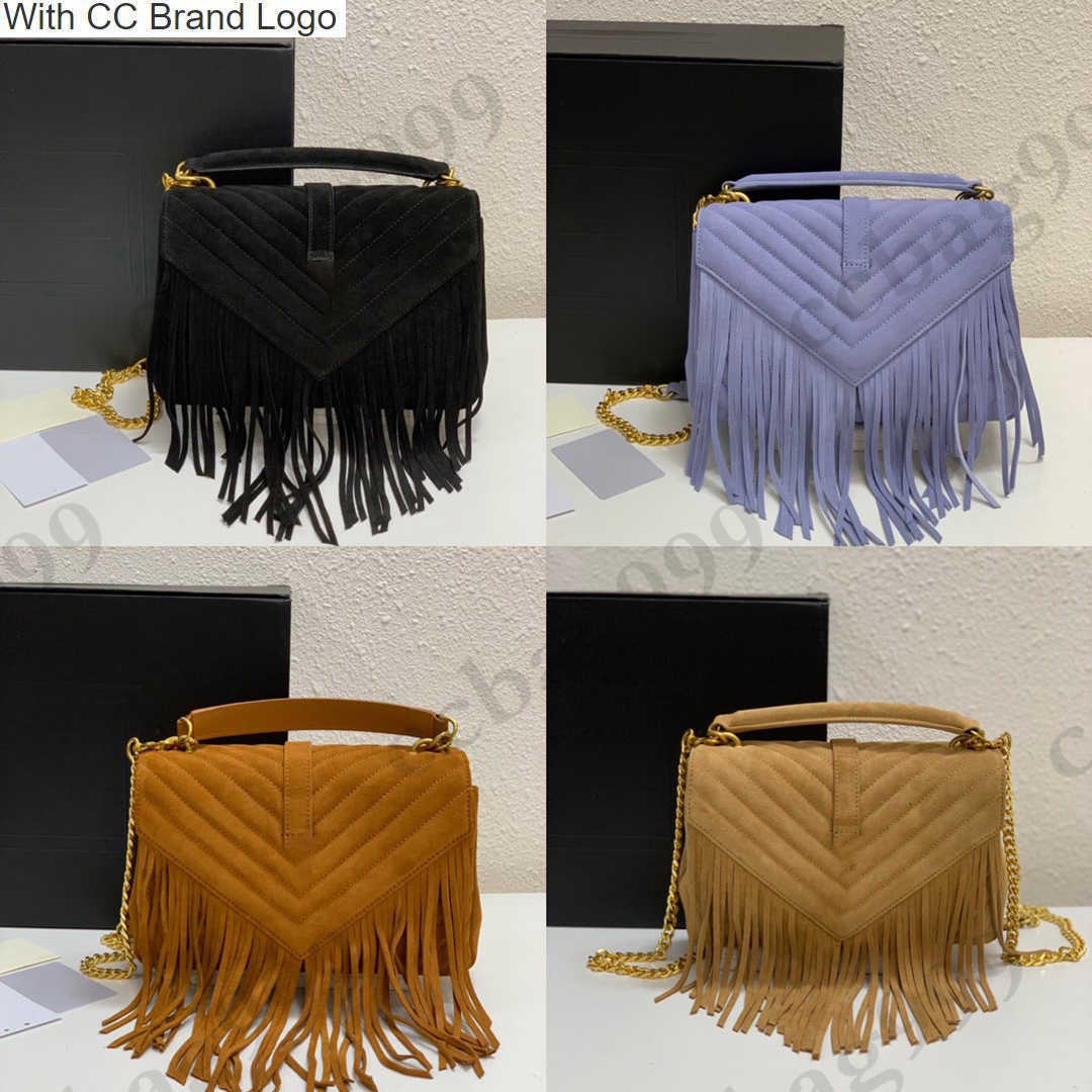 

CC Cross Body Women College Frosted Leather Envelope Designer Bags Tassel Chevron Line V Stitch Chain Shoulder French Luxury Handbag Large Capacity Crossbody Wa, Box