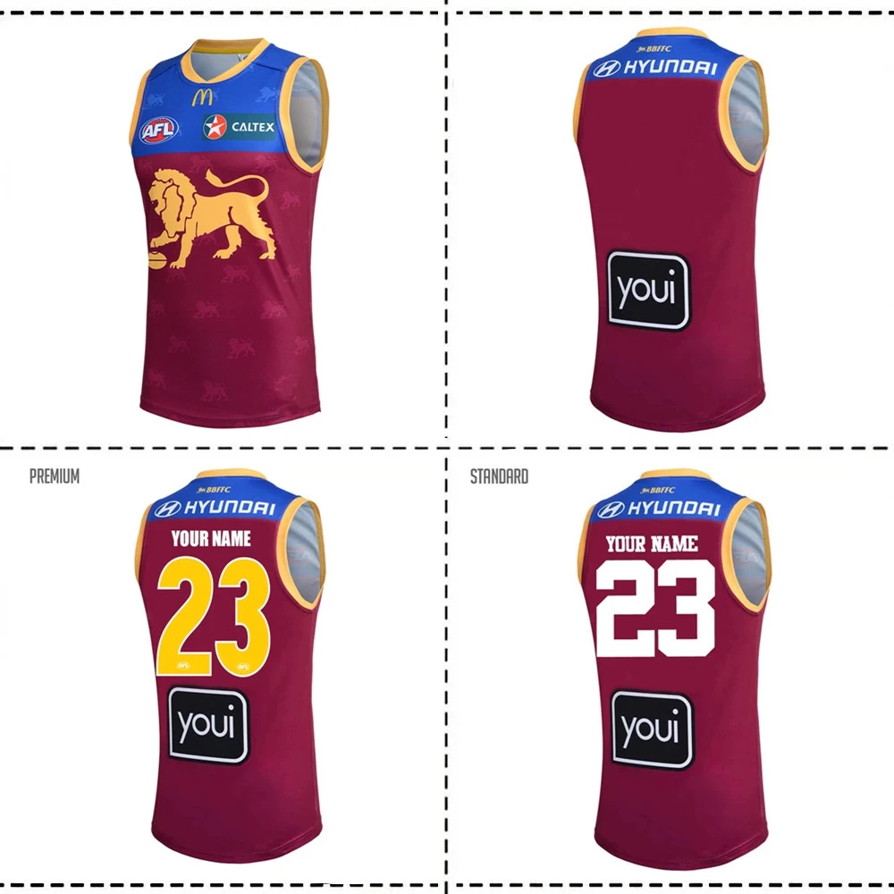 

2023 BRISBANE LIONS HOME GUERNSEY JERSEY 2023/2024 Brisbane Lions Guernsey Home/Away/Indigneous Rugby Jersey size --2XL