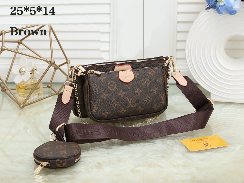 

Louis Vuitton YSL Gucci LV Cross Body 3 Set Designer Luxury Brand Bag Classic Brand Splicing PU Shoulder Bag All-match Commuting Chain Party Armpit Bag MULTI POCHETTE, Image color