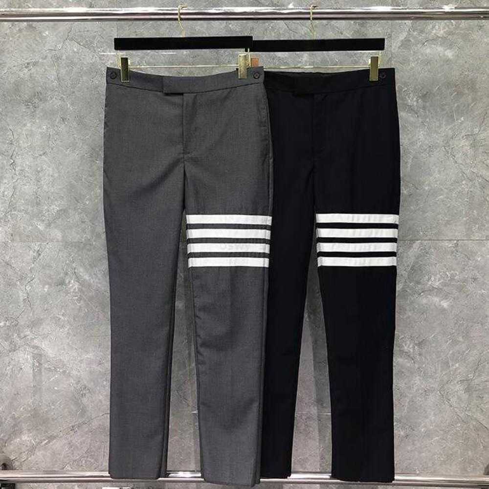 

Thom 2023 Tb Fashion Pants Men Casual Suit Men's Business Striped Spring and Autumn Straight Formal chino Trousers Ins joggers4WK6, Gray