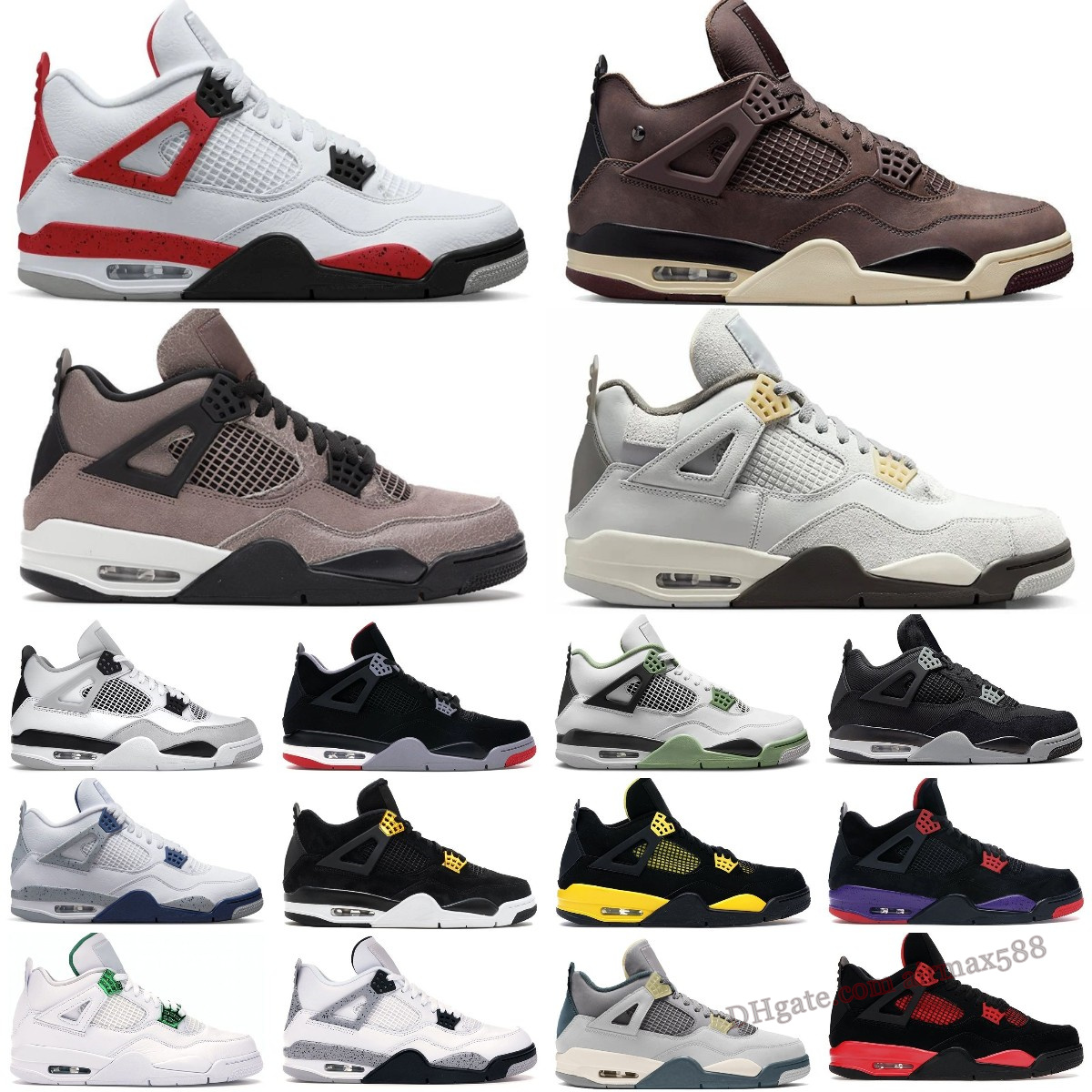 

2023 OG Quality Basketball shoes 4 4s Jumpman Seafoam Shimmer Red Thunder Lightning White Oreo Taupe Haze Military Black Cat Bred cement men women, A434