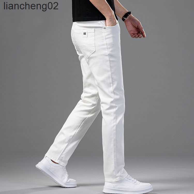 

Men's Jeans New Men Stretch Skinny Jeans Fashion Casual Slim Fit Denim Trousers White Pants Male Brand Clothes Business jeans for men Chinos W0223, 109 white