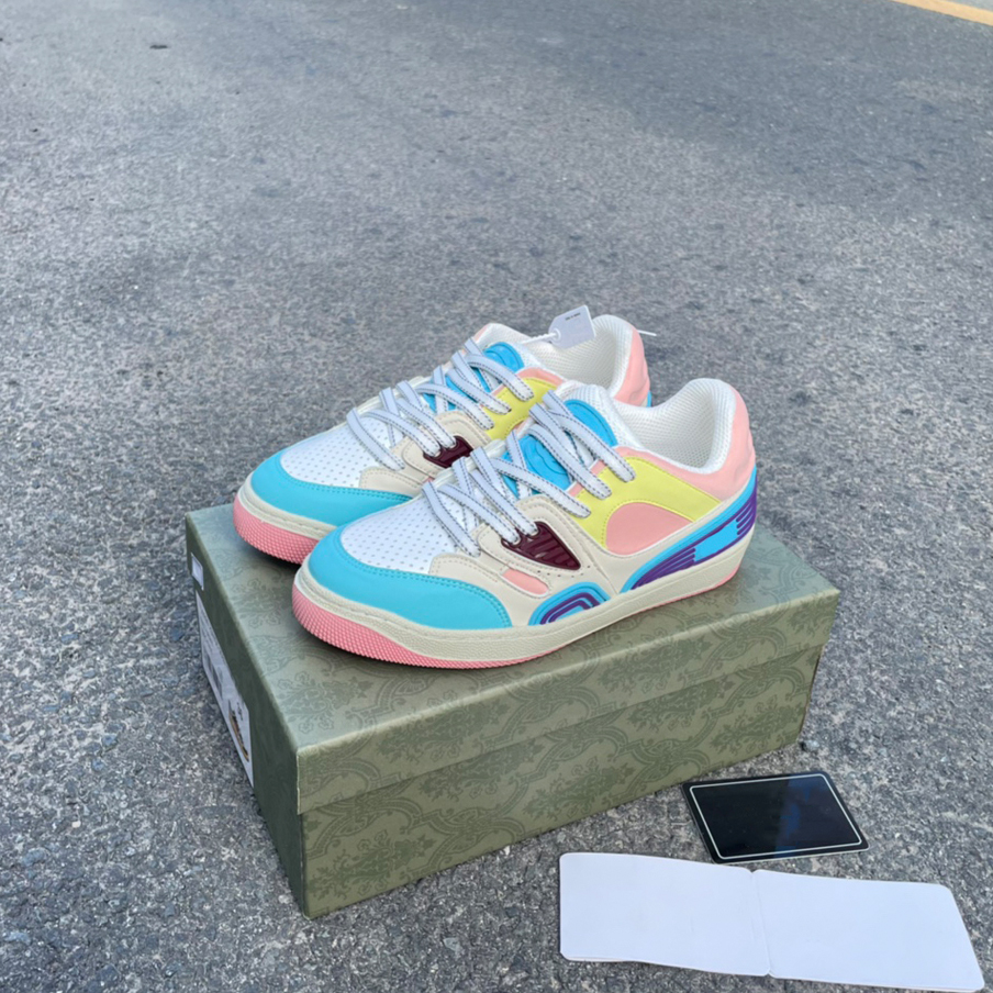 

Fashion Designer shoes real luxury leather Handmade Multicolor Gradient Technical sneakers Man women famous shoe Casual Shoes Trainers 1978 033, #1