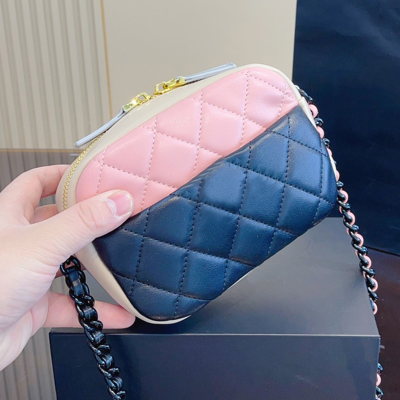 

Designer Women Quilted Patchwork Mini Camera Shoulder Bag France Luxury Brand C 23C Mixing Colours Leather Small Case Crossbody Handbag Lady Chain Strap Trunk Bags, Multi-color