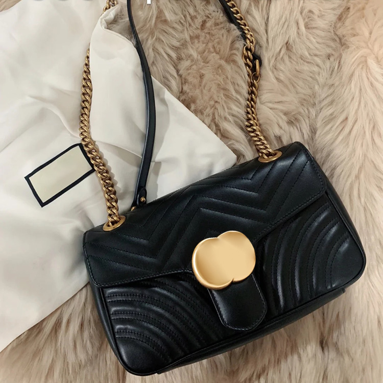 

Marmont Women's mens Genuine leather Crossbody bag3 sizes crossbody Bags fashion Mini fashion Bags adjustable shoulder strap Bag metal chain tote Luxury Designer, Black