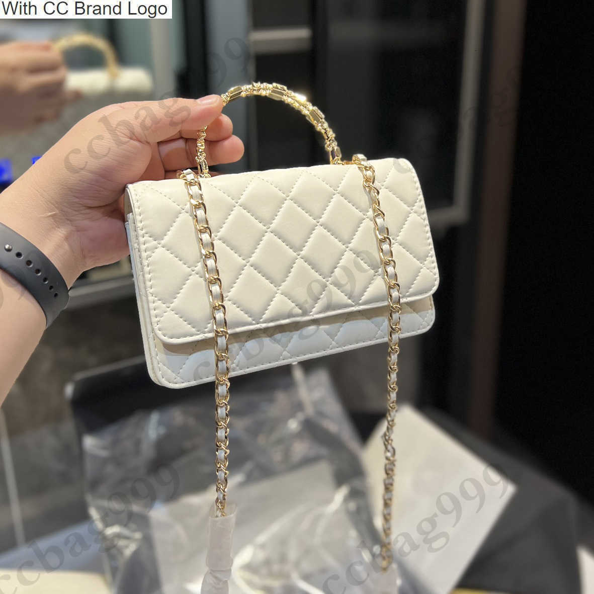 

CC Cross Body French Mini Letter Metal Handle WOC Designer Bags Classic Lambskin Quilted Wallets Metal Hardware Tote Crossbody Womens Card Holder Handbags Coins, Box