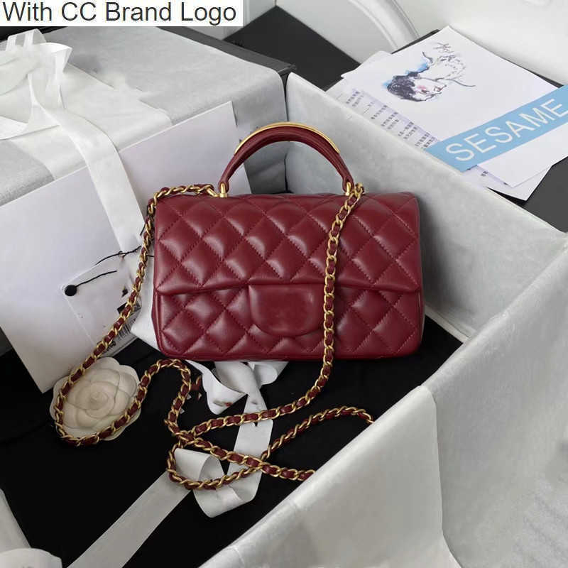 CC Shoulder Bags 7A New Top Quality Ladies crossbody Bag Designer Luxury 22B Metal Handle Mini Handbag Classic Fashion Sheepskin Name Brand 20CM Fli