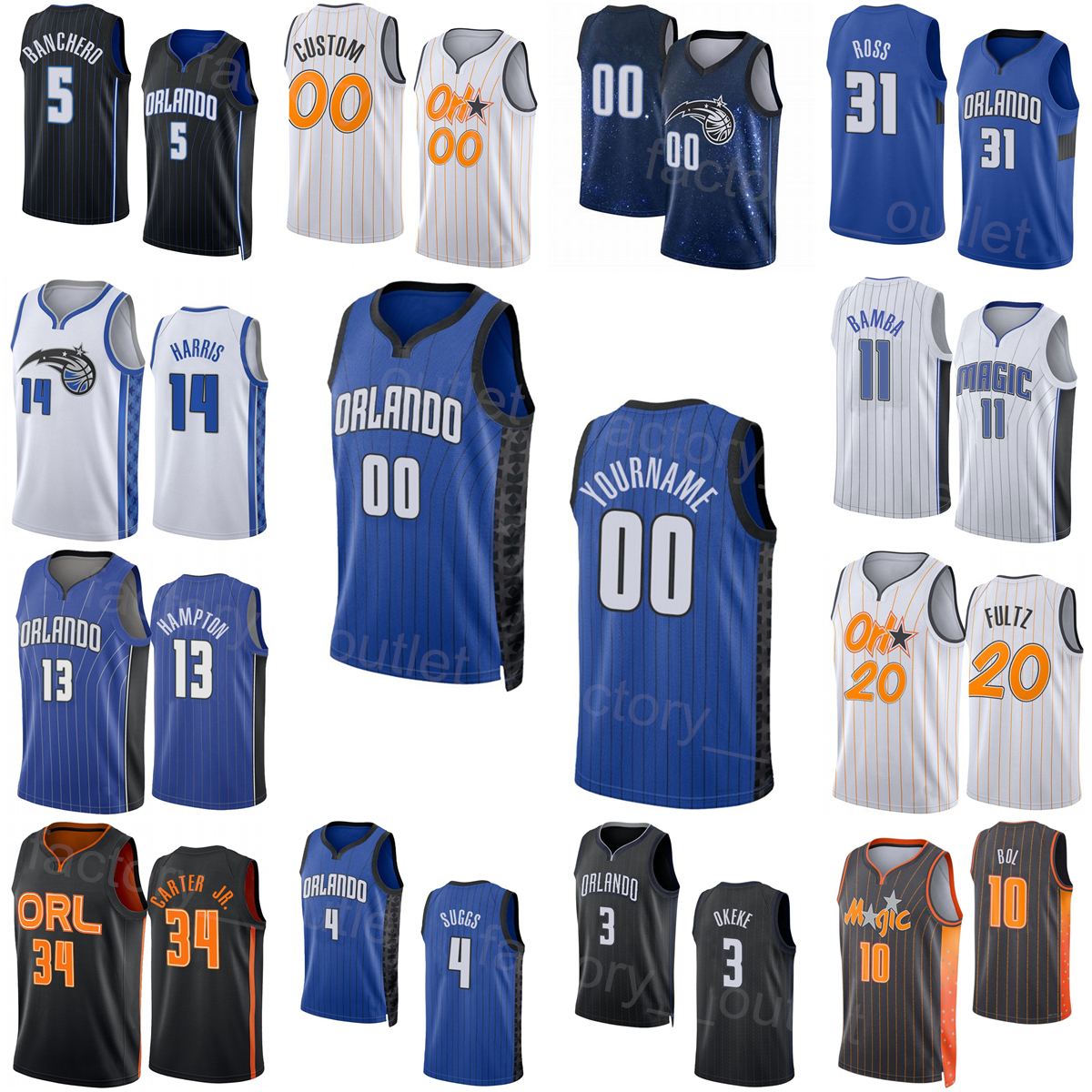 Screen Print Man Woman Basketball Markelle Fultz Jerseys 20 Gary Harris 14 Paolo Banchero 5 Wendell Carter Jr 34 Franz Wagner 22 Jalen Suggs 4 City