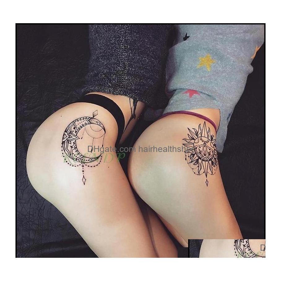 

Temporary Tattoos Body Art Health Beauty Waterproof Tattoo Sticker Sexy Moon Sun Fake Tatto Flash Tatoo Tatouage Dhgmt Drop Delivery Dhzex