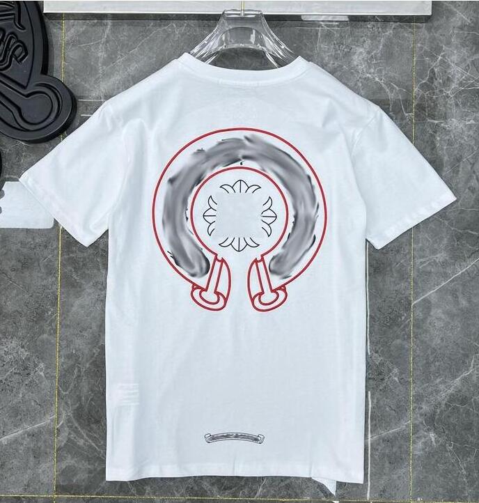 

Fashion Men Women Classic t Shirts Brand Top T-shirts Ch White Short Sweater Casual Embossed Letter Horseshoe Sanskrit Cross Pattern