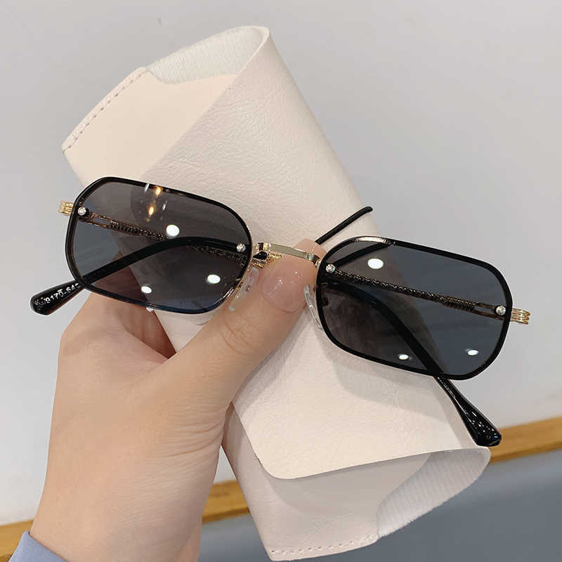Sunglasses 2022 New Rectangle Metal Frame Sun Glasses for Women Vintage Shades for Men Brand Designer Eyewear for Lady UV400 G230214