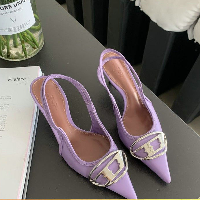 

9889 D Slippers Designer Shoes High Heels Women Pumps Genuine Leather Black Matte Pointed Dress Shoes Thin Heel Wedding Shoe Wit Dust Bag 34-39 No Box, White