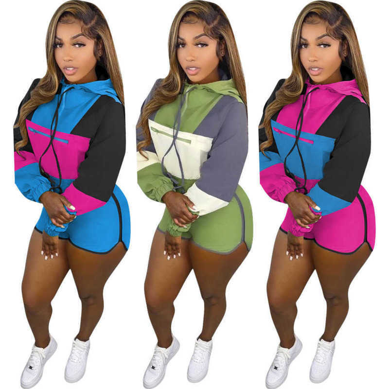 

2023 Women Clothes Tracksuits Two Piece Set Designer Long Sleeve Hoodies Printing Fashion Casual Sexy Top Short Sets Spring Summer Clothing, Mei hong