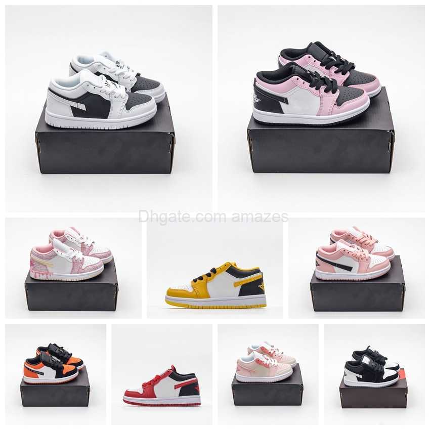 

2023 New Panda 1 Low Kids Sports Shoes 1s Black White Girls Boys Children Students Sneakers US Size 8C-3Y EUR 25-35, 001