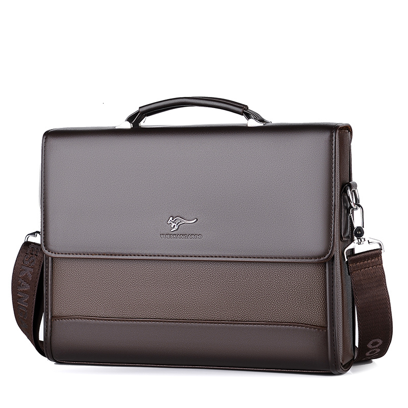 

Briefcases Male Handbags Pu Leather Men's Tote Briefcase Business Shoulder Bag for Men Brand Laptop Bags Man Organizer for Documents 230223, Brown