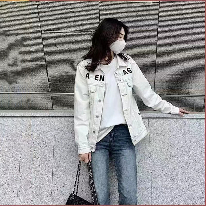 

2023 Paris Fashion Winter Women's jacket Denim Lapel Thickened jackets designer high-end OF letters embroidered men's same style couples, White
