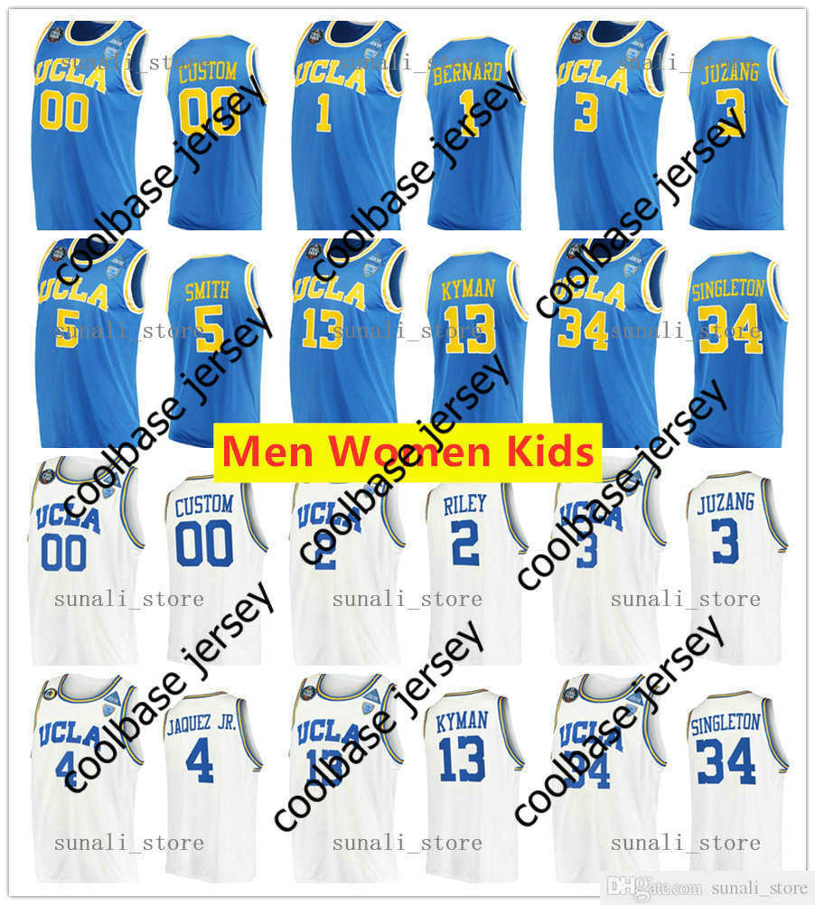 

NCAA UCLA Bruins College Basketball Jersey 1 Jules Bernard 2 Cody Riley 3 Johnny Juzang 4 Jaime Jaquez Jr. 5 Chris Smith 10 Tyger Campbell, Kids blue