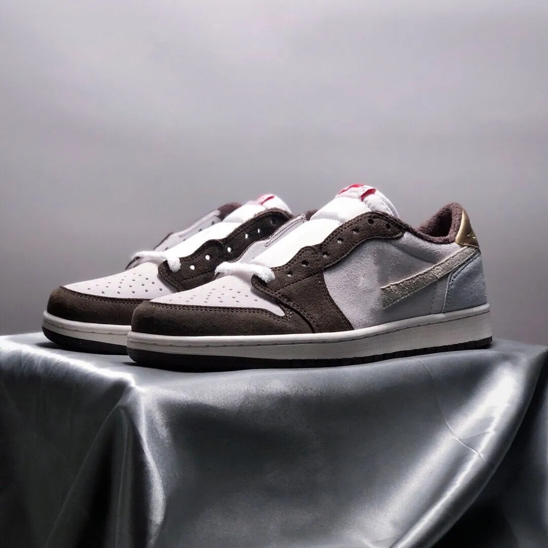 

2023 Basketball Shoes Jumpman 1 Low OG Rabbit year white brown suede shoes With Original Box