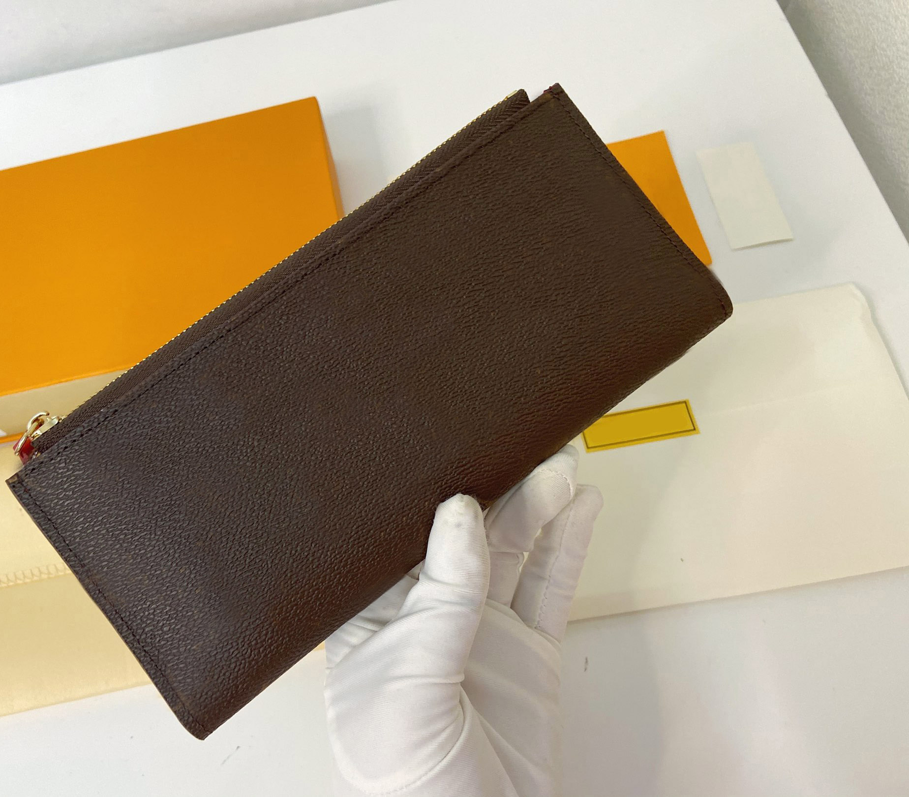 

Fashion designer wallets luxury Adele purse mens womens clutch Highs quality monograms zipper coin purses ladies card holder original box double bag style, 61269#brown monogrames