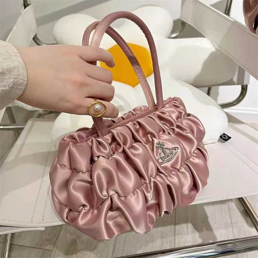 

New Arrival Women Bags Fashion queen pleated versatile portable bag 66%off Crossbody Bag Designer Handbags, Nude powder small