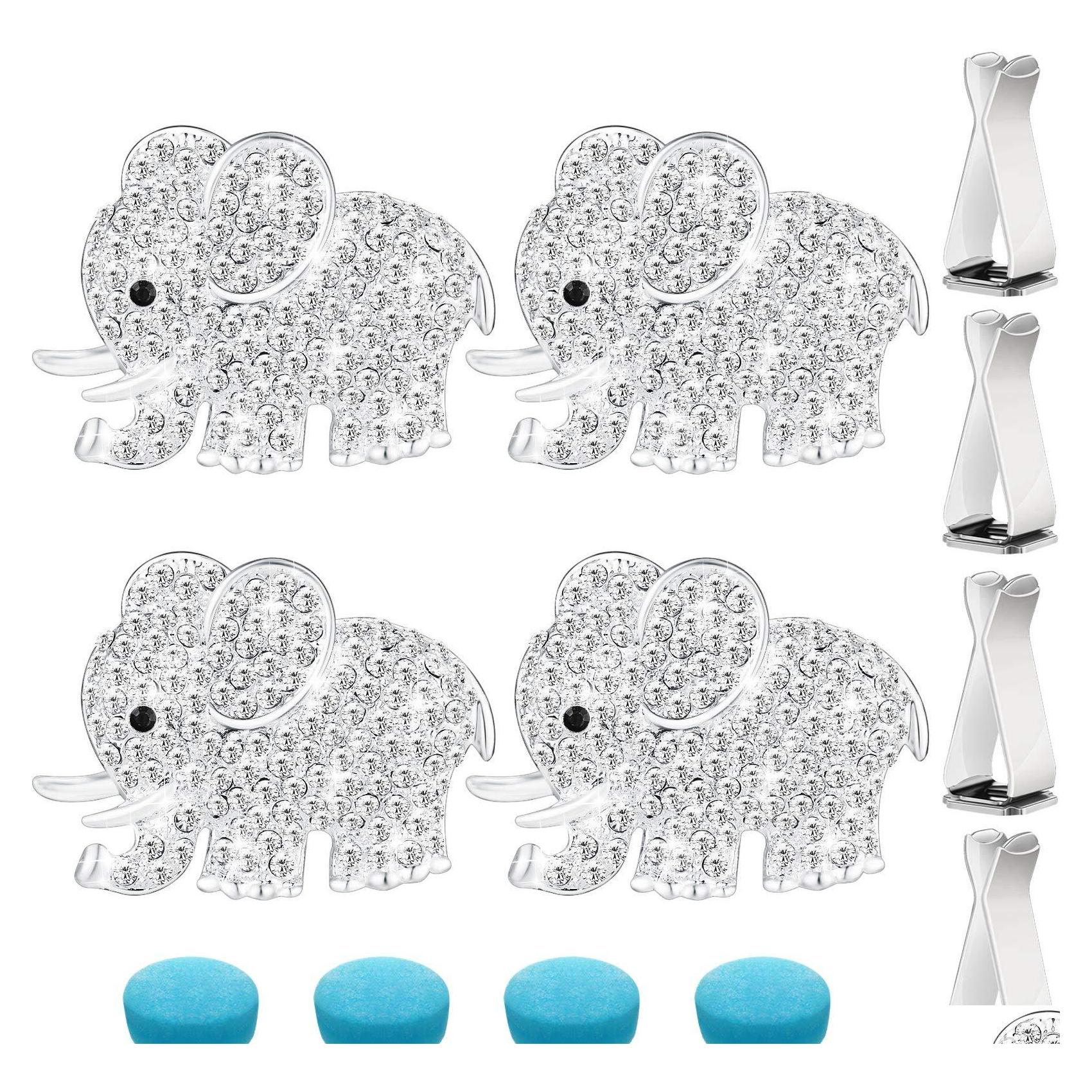 

Air Freshener Bling Car Accessories Vent Clips Decoration Crystal Rhinestone Aromatherapy With Aromatic Pads For Interior Elephant S Dhzdx