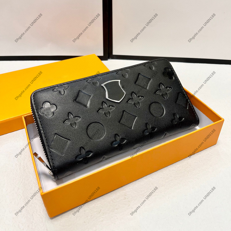 

Women Luxurys Designers Zippy Long Wallets Handbag Classic Embossed Flower Bag Ladies Travel Wallet Diamond Zip Coin Purse Shield Badge 19cm With Box, Bubble bag