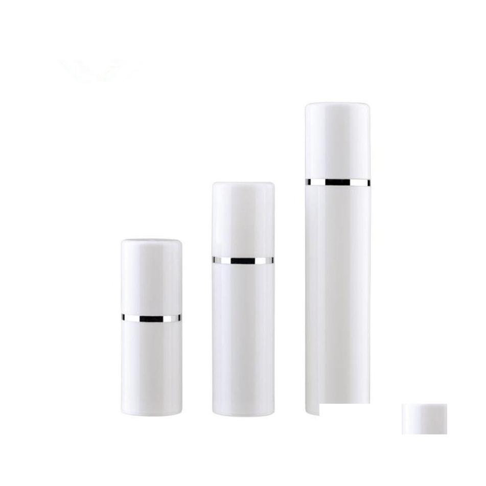 

Refillable Compacts Empty 15Ml 30Ml 50Ml Pp Airless Bottles White Vacuum Pump Lotion Bottle With Sier Line Cosmetic Packagings Drop Dh5Tl