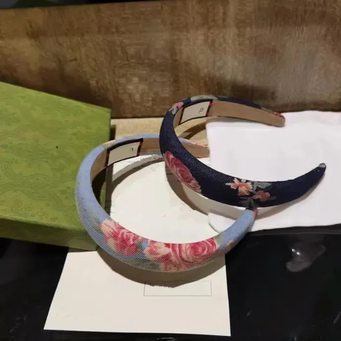 

With BOX 2022 Fashion G Brand Designers Headband Blue 2Colors Women Girl Letter Hairband with Stamp Hair Accessories Cotton HairBands