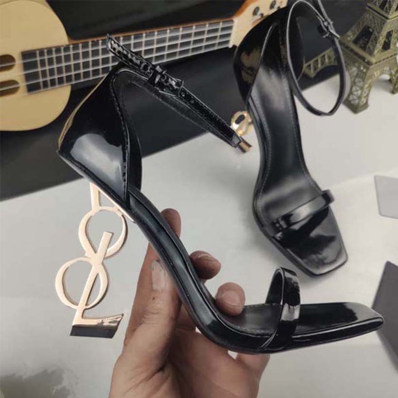 

2022 women luxury Dress Shoes designer high ysl heels patent leather Gold Tone triple black nuede red womens lady fashion sandals Party Wedding Office pumps, # 1