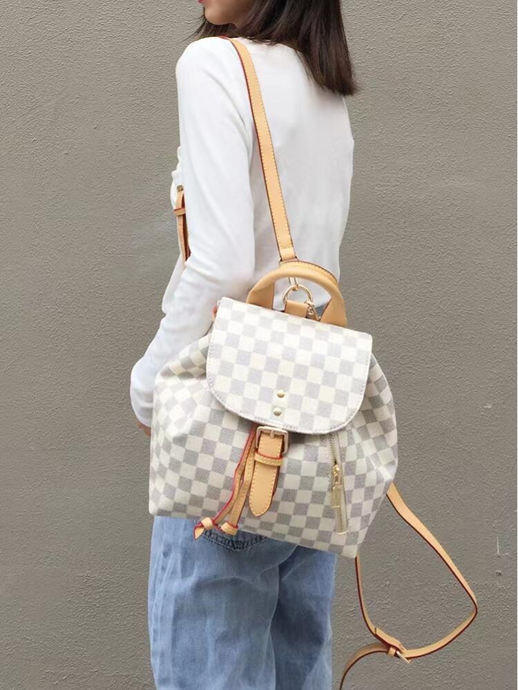 

Designer Backpack Men Women high quality Leather Backpacks School bags Fashion Shoulder bag Handbag Wholesale 33333, White grid