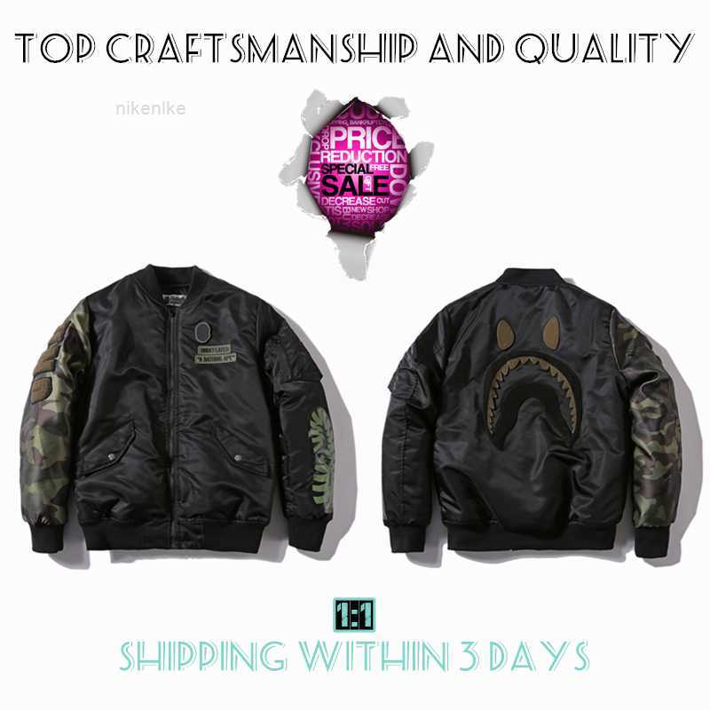

Top Craftsmanship Mens Jackets Shark Mens Star Spots Designers Coat Varsity Co-branding Stylist Cotton Clothes Military Style Camouflage Jacket Baseball Wear, No.1