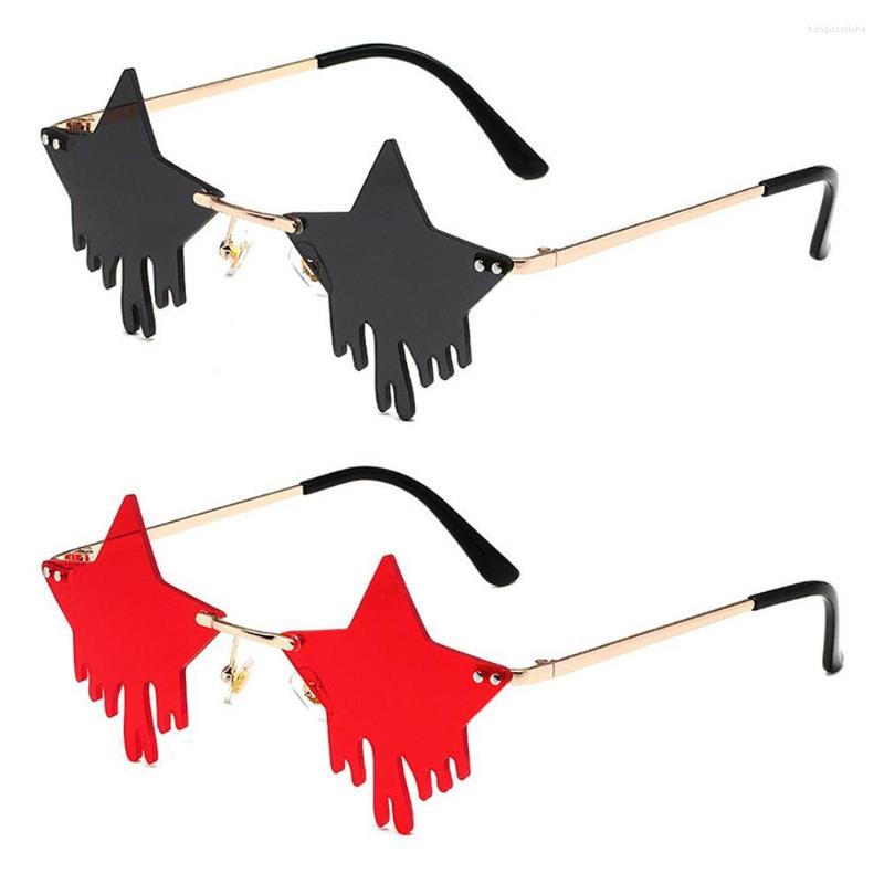 

Sunglasses Rimless Pentagram Droplet Shape Unique Star Sun Glasses Funny Party Halloween Cosplay Eyewear Accessories