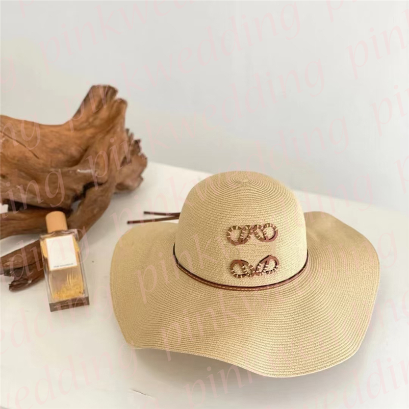 

Wide Brim Straw Hat Fashion Designer Travel Sun Hats Summer Beach Sun Protection Bucket Cap, Khaki