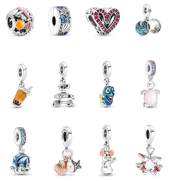 925 livres argent nouvelle mode breloque vague et bulle monde sous-marin pendentif nouvelles perles de bricolage