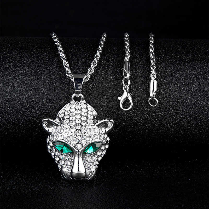 

With Diamond Openwork Leopard Head Pendant Necklace Accessories Fashion Pendant