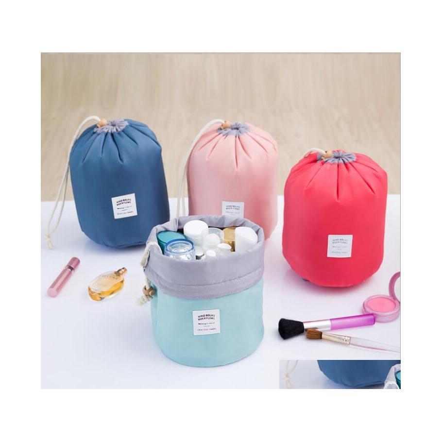 

Cosmetic Bags Style Barrel Shaped Travel Dresser Pouch Bag Nylon Waterproof Wash Makeup Organizer Storage Drop Delivery Health Beauty Dhu5H