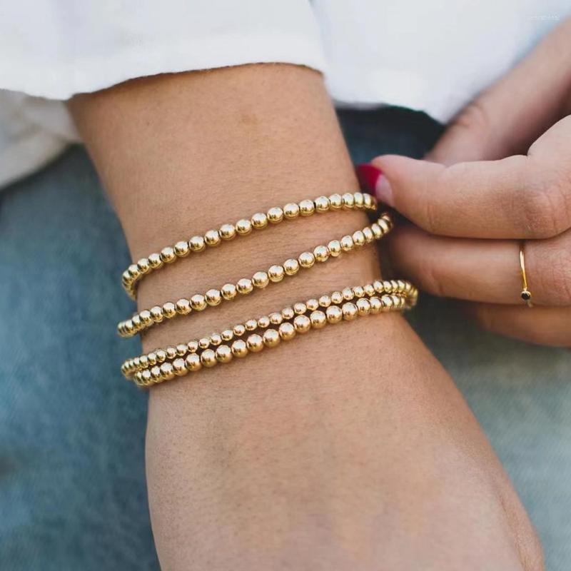 

Strand 2023 Classic Bead Bracelet Women Trendy Handmade Gold Color 4/6/8mm Beaded For Jewelry Gift