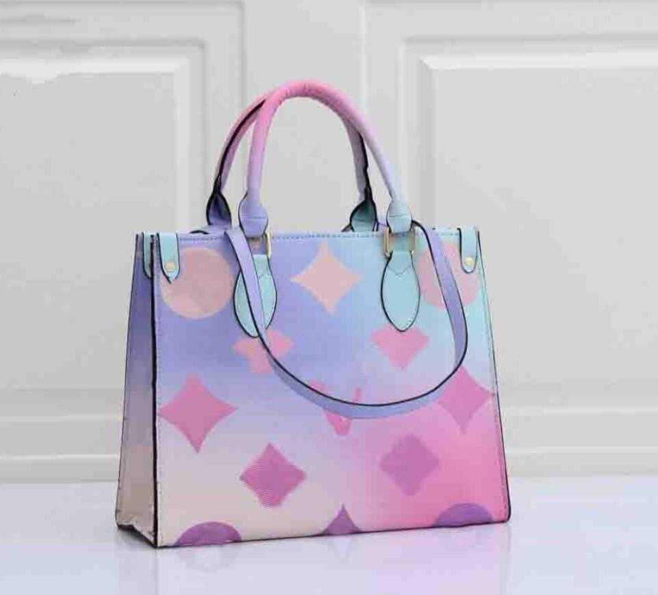 

Designer totes bag womens shoulder handbag purse onthego spring in the city collection pink coated sunrise pastel MM Colorful clutch bags key wallets