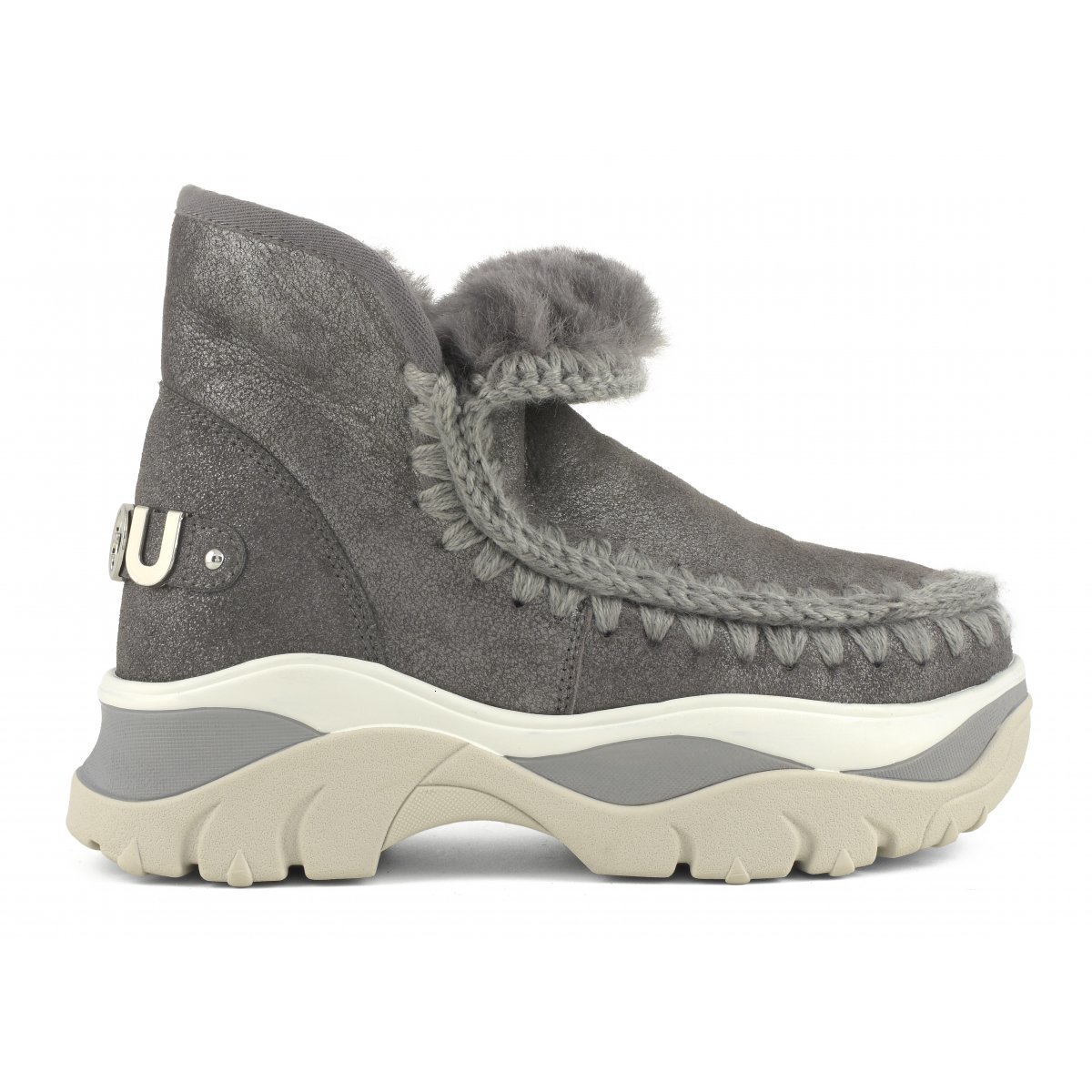 Boots Mou Chunky sneaker eskimo leather women snow boots sheepskin handmade weave wool wedge ladies ankle boot 230224