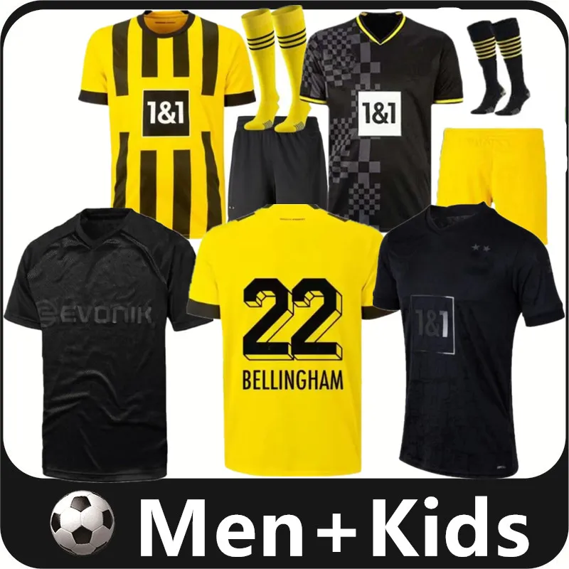 

22 23 110Th soccer jerseys Borussia HAALAND KAMARA 2022 2023 black football shirt REUS BELLINGHAM HUMMELS REYNA BRANDT Dortmund men kids kit, 22/23 home kit