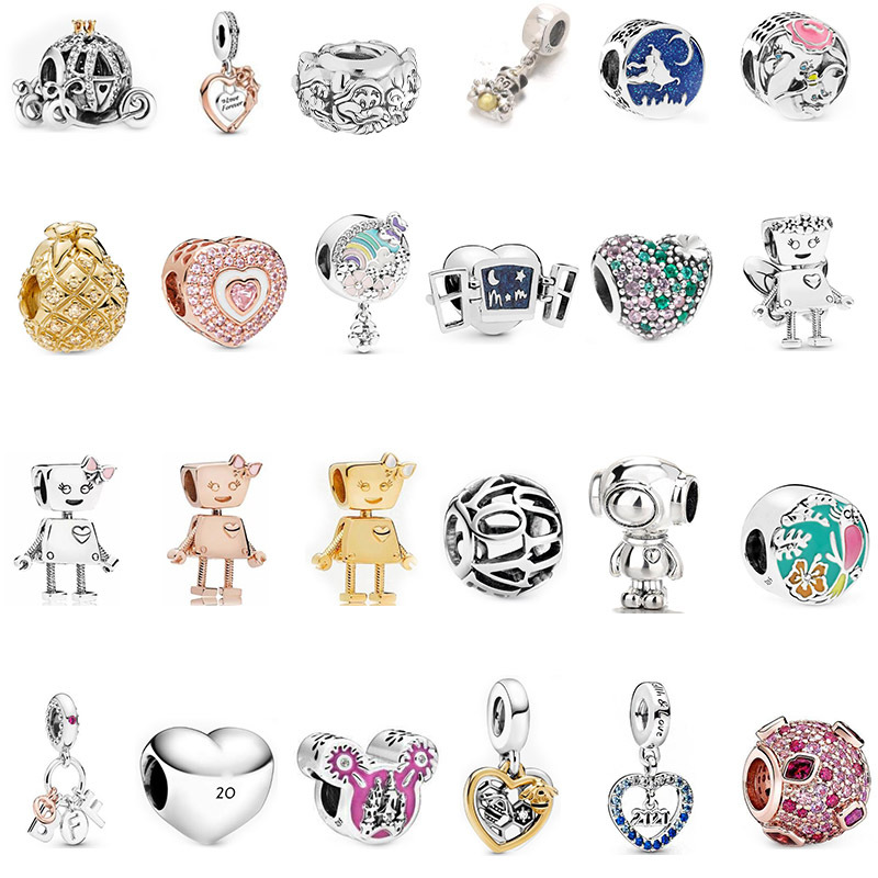 925 livres argent nouvelle mode charme nouvelles perles de voiture citrouille petit Bella Robot bricolage serpent os chaîne accessoires perles en