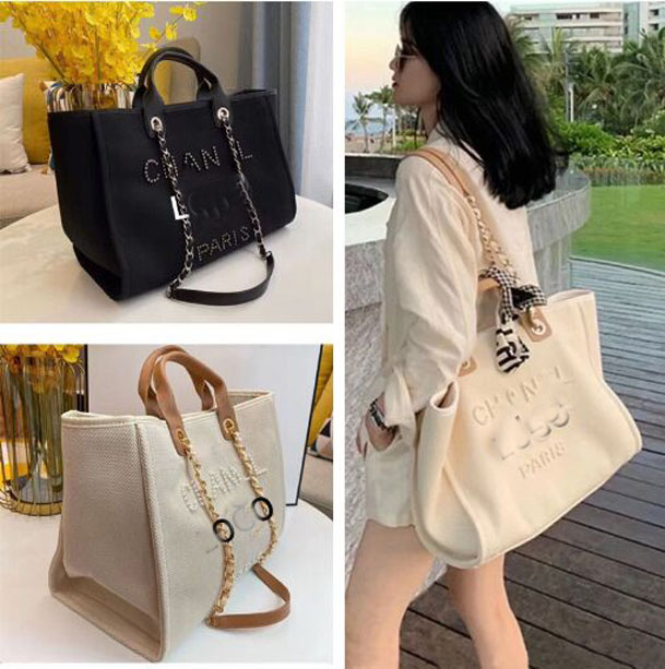 

Designer bags Handbags Tote bag Gold Chain Bagss Beach Women Luxury Fashion Knitting Purse Shoulder Large capacity Canvas Shopping bag c230224, Beige white