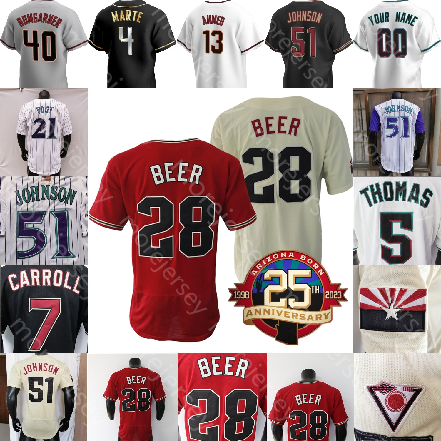 

Baseball Jersey Alek Thomas Randy Johnson Corbin Carroll Seth Beer Madison Bumgarner Ketel Marte Gurriel Jr. Nick Ahmed Evan Longoria Lewis Women Youth Size S-3XL, Player's versions red