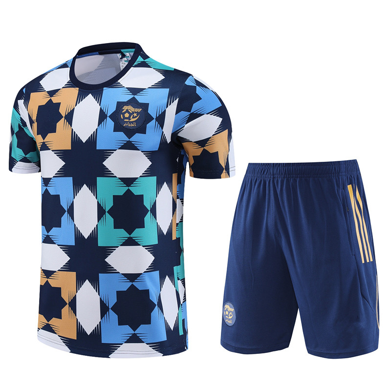 

23 24 Algerie soccer jerseys Short-sleeved Training set MAHREZ BRAHIMI BENNACER Algeria special jersey men maillot de football shirts training uniforms 01, Black